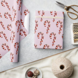 Candy Cane op roze Cadeaupapier