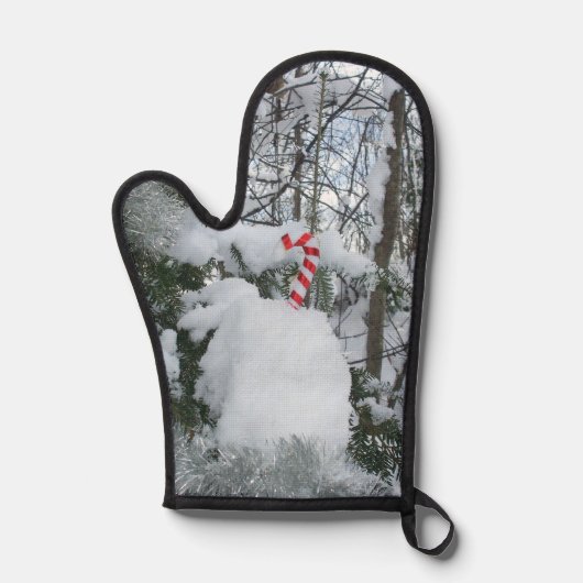 Candy Cane op sneeuw bedekte boom Ovenwant (Voorkant)