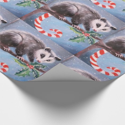 Candy Cane Opossum inpakpapier (Hoek)
