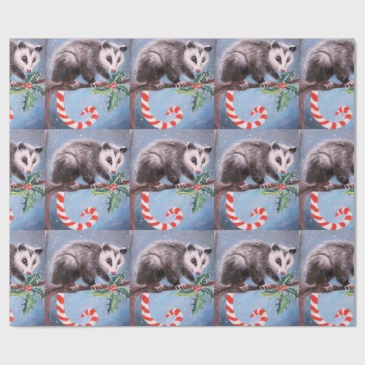 Candy Cane Opossum inpakpapier (Vlak)