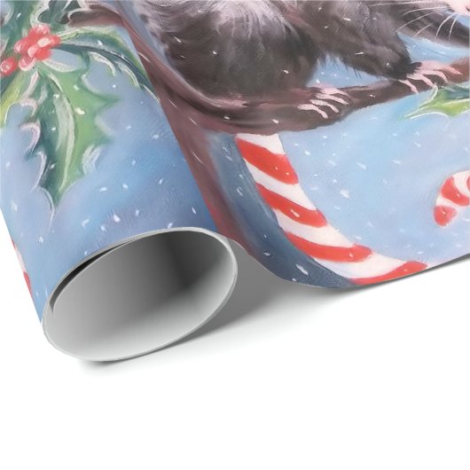 Candy Cane Opossum inpakpapier (Rol Hoek)