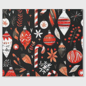 Candy Cane & Ornament inpakpapier (Vlak)