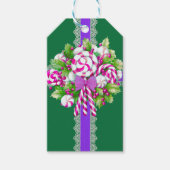 Candy Cane Paarse en roze kerst Cadeaulabel (Voorkant)