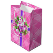Candy Cane Paarse en roze kerst Medium Cadeauzakje (Voorkant Gekanteld)