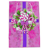 Candy Cane Paarse Kerst Medium Cadeauzakje (Voorkant)