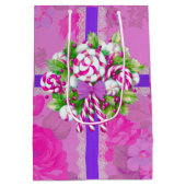 Candy Cane Paarse Kerst Medium Cadeauzakje (Achterkant)