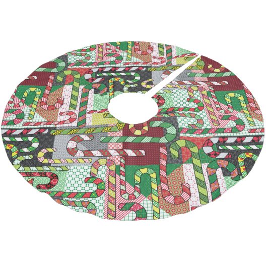Candy Cane Patchwork Patroon Kerstboom Rok (Gekanteld)