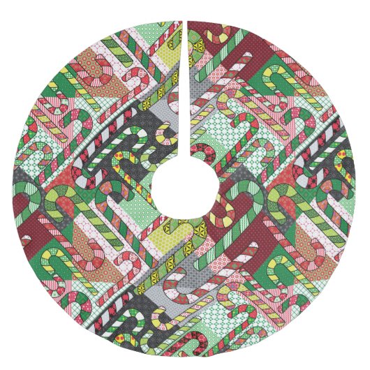 Candy Cane Patchwork Patroon Kerstboom Rok (Voorkant)
