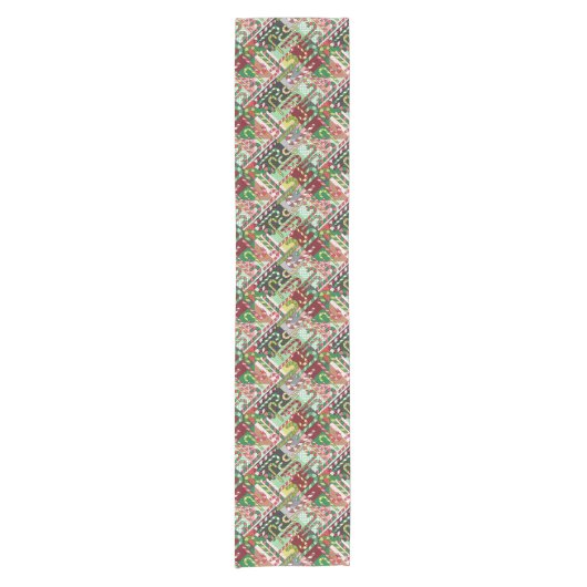 Candy Cane Patchwork Patroon Korte Tafelloper (Voorkant)