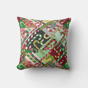Candy Cane Patchwork Patroon Kussen