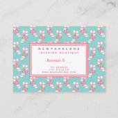 Candy Cane Pattern Blauwgroen kerstcadeaubon Visitekaartje (Achterkant)