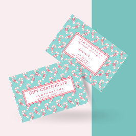 Candy Cane Pattern Blauwgroen kerstcadeaubon Visitekaartje