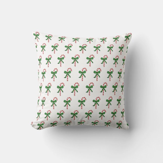 Candy Cane Pattern Christmas Holiday Pillows Kussen (Voorkant)
