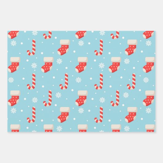 Candy Cane Pattern Cute Holiday Kerstmis stoppen Inpakpapier Vel (Voorkant)