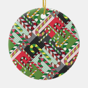 Candy Cane Pattern Keramisch Ornament