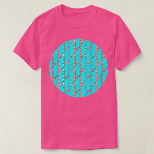 Candy Cane Pattern on Turquoise Background 49 T-shirt (Design voorkant)