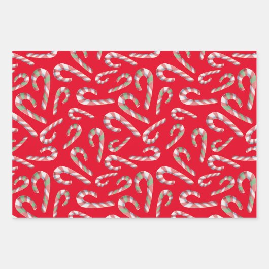 Candy Cane Pattern Red Green Maroon Inpakpapier Vel (Voorkant 3)