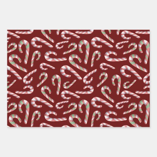 Candy Cane Pattern Red Green Maroon Inpakpapier Vel (Voorkant)