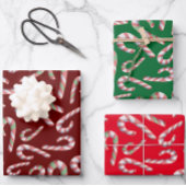 Candy Cane Pattern Red Green Maroon Inpakpapier Vel