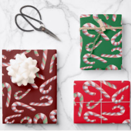 Candy Cane Pattern Red Green Maroon Inpakpapier Vel