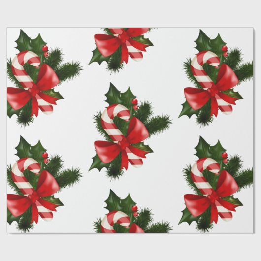 Candy Cane Pattern Retro Kerstcadeau Cadeaupapier (Vlak)