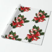 Candy Cane Pattern Retro Kerstcadeau Cadeaupapier (Uitgerold)