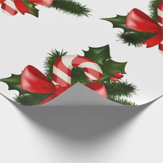 Candy Cane Pattern Retro Kerstcadeau Cadeaupapier (Hoek)