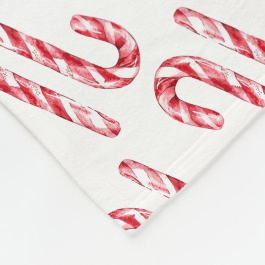 Candy Cane Pattern Rood Wit Waterverf Kerst Fleece Deken (Hoek)