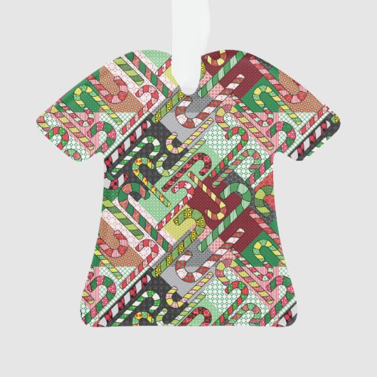 Candy Cane Pattern Slant Ceramic Ornament (voorkant)