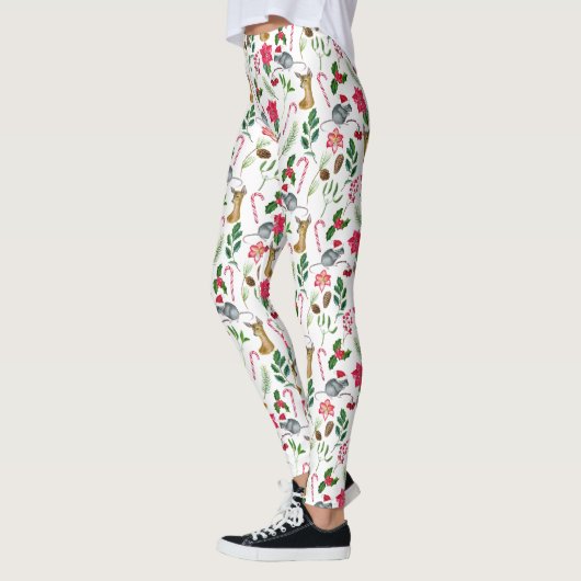 Candy Cane Pattern Waterverf Cute Leggings (Links)