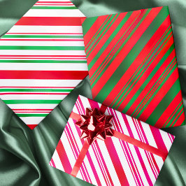 Candy Cane Patterns Kerst Rood en Groen Wit Inpakpapier Vel