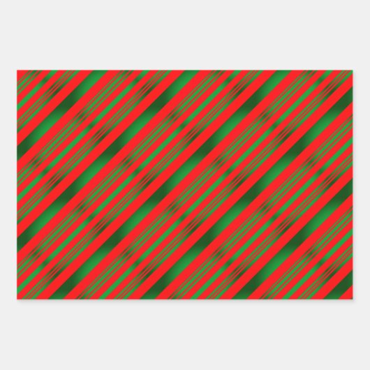 Candy Cane Patterns Kerst Rood en Groen Wit Inpakpapier Vel (Voorkant 2)