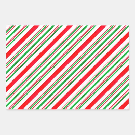 Candy Cane Patterns Kerst Rood en Groen Wit Inpakpapier Vel (Voorkant)