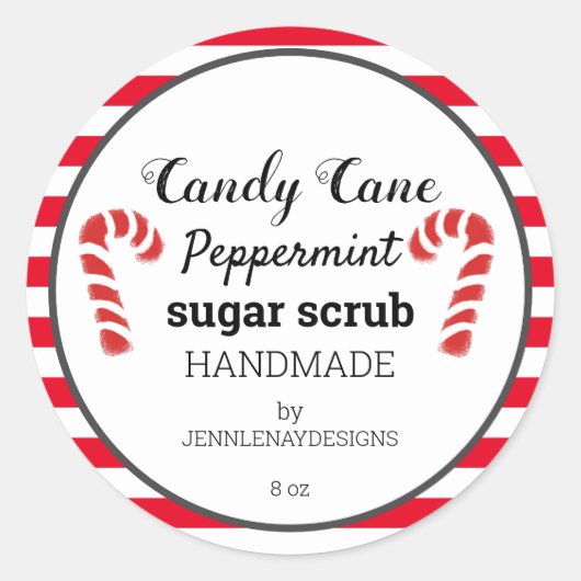 Candy Cane pepermunt suiker scrub aangepaste label (Voorkant)