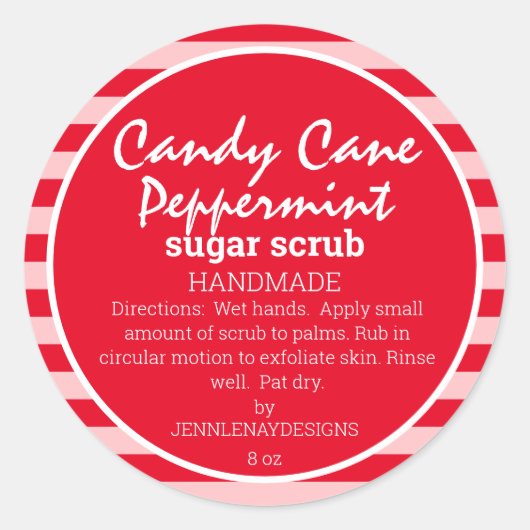 Candy Cane pepermunt suiker scrub zelfgemaakte op  Ronde Sticker (Voorkant)