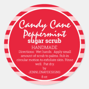 Candy Cane pepermunt suiker scrub zelfgemaakte op  Ronde Sticker