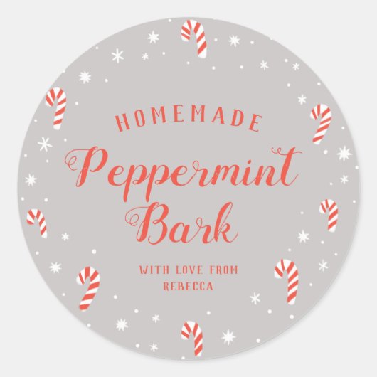 Candy Cane Peppermint Bark Homemade met kerstlabel Ronde Sticker (Voorkant)