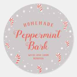 Candy Cane Peppermint Bark Homemade met kerstlabel Ronde Sticker
