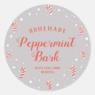 Candy Cane Peppermint Bark Homemade met kerstlabel Ronde Sticker