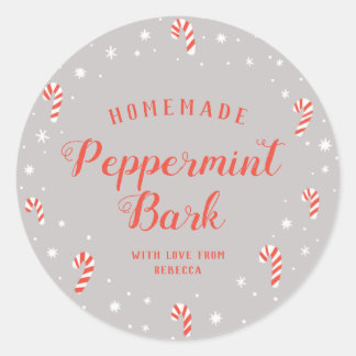 Candy Cane Peppermint Bark Homemade met kerstlabel Ronde Sticker