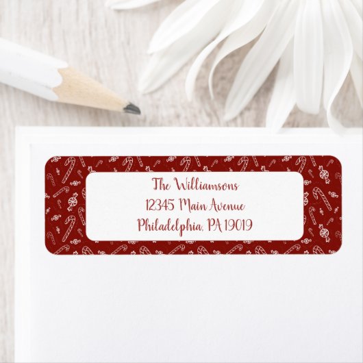 Candy Cane Peppermint Christmas Retouradres Etiket (Insitu)