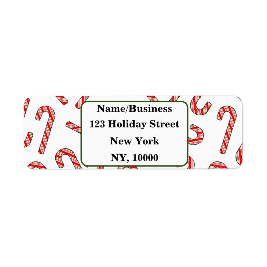 Candy Cane Peppermint Custom Kerstmis Etiket (Voorkant)