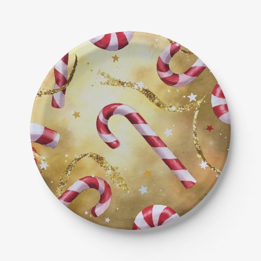 Candy Cane Peppermint Gold Paper Bord (Voorkant)