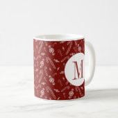 Candy Cane Peppermint Initiaal Monogram Kerst Koffiemok (Voorkant rechts)