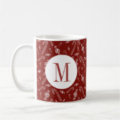 Candy Cane Peppermint Initiaal Monogram Kerst Koffiemok (Links)
