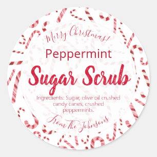 Candy Cane Peppermint kerstsuiker-schurfetiketten Ronde Sticker