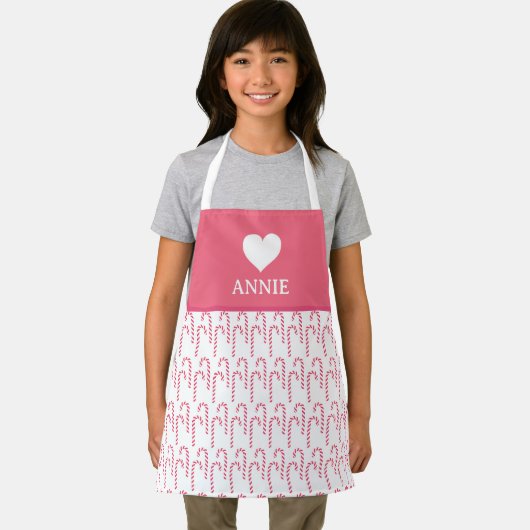 Candy Cane Peppermint Kerstvakantie Hartnaam Schort (Insitu)