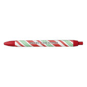 Candy Cane Peppermint Stripe Christmas Red & Green Zwarte Inkt Pen (Voorkant)