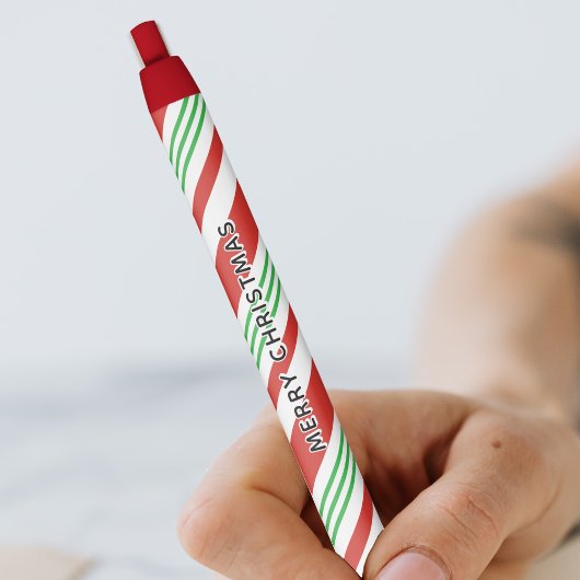 Candy Cane Peppermint Stripe Christmas Red & Green Zwarte Inkt Pen