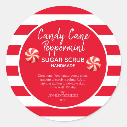 Candy Cane Peppermint Sugar Scrub DIY Ronde Sticker (Voorkant)